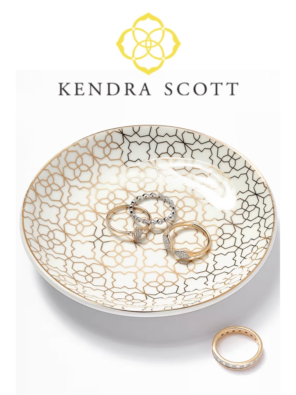 KENDRA SCOTT Ceramic Trinket Dish - White & Gold
